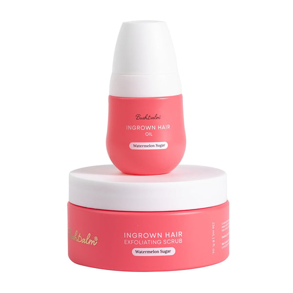 Bushbalm 2-Step Ingrown Hair Routine - Watermelon Sugar Oil & Body Scrub Bushbalm